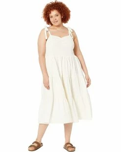 Madewell Dresses Plus Eyelet Lucie Tie-Strap Tiered Midi Dress