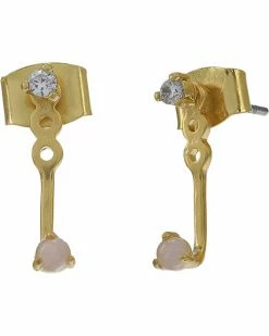 Madewell Stone Collection Front-Back Rose Quartz Earrings