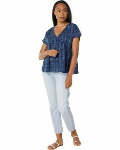 Madewell Shirts & Tops Shirred Top in Indigo Blockprint -Madewell Shop 61CVoP 7RbL. AC SR736920