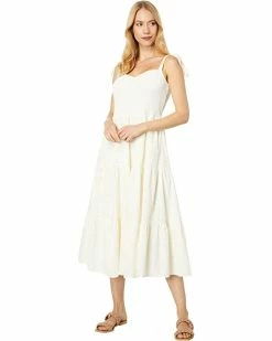 Madewell Dresses Eyelet Lucie Tie-Strap Tiered Midi Dress