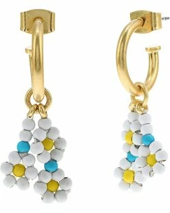 Madewell Seed Bead Daisy Huggie Hoop Earrings
