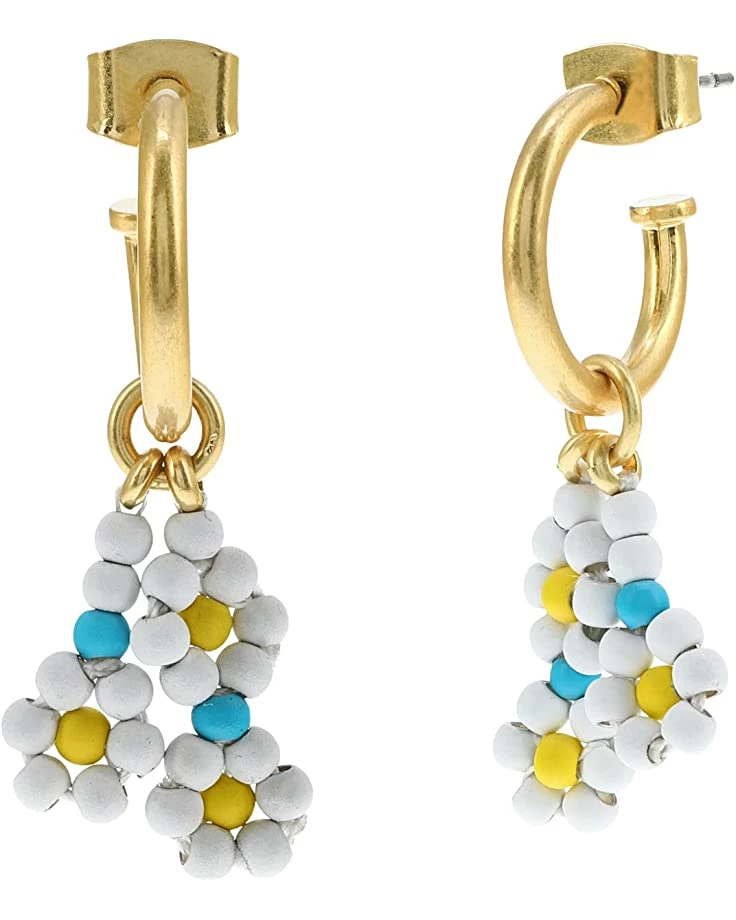 Madewell Seed Bead Daisy Huggie Hoop Earrings 1 Madewell Seed Bead Daisy Huggie Hoop Earrings