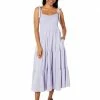 Madewell Dresses Linen-Blend Lucie Tie-Strap Tiered Midi Dress in Stripe