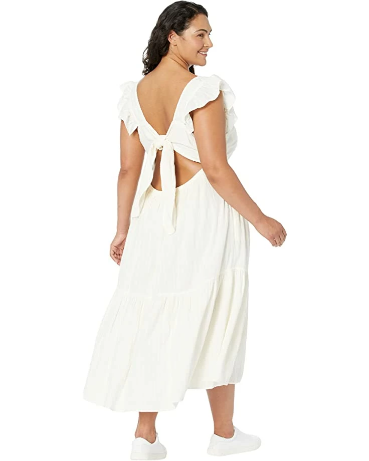 Madewell Dresses Plus Ruffle-Strap Tiered Midi Dress in Textural Stripe 2 Madewell Dresses Plus Ruffle-Strap Tiered Midi Dress in Textural Stripe - Image 2