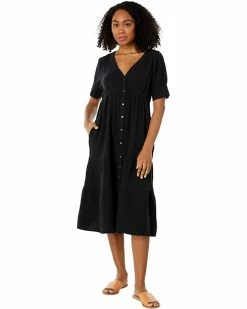 Madewell Dresses Lightspun Button-Front Tiered Midi Dress
