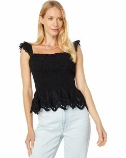 Madewell Shirts & Tops Linen-Blend Lucie Smocked Peplum Top