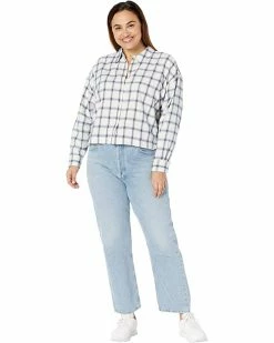 Madewell Shirts & Tops Plus Long Sleeve Cropped Shirt in Windowpane Bondex Heritage -Madewell Shop 719ApOZbe0L. AC SR736920