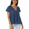Madewell Shirts & Tops Shirred Top in Indigo Blockprint