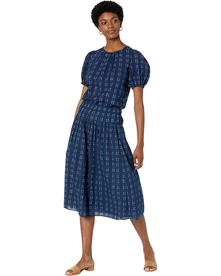Madewell Skirts Pull-On Midi Skirt in Shibori Indigo Plaid 4 Madewell Skirts Pull-On Midi Skirt in Shibori Indigo Plaid - Image 4