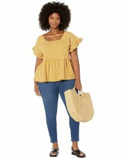 Madewell Shirts & Tops Plus Gingham Knit Ruffle-Hem Top -Madewell Shop 71OLNMrzXWL. AC SR736920