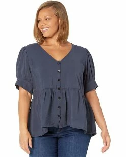Madewell Shirts & Tops Plus Drapeweave Puff-Sleeve Peplum Top