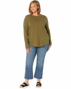 Madewell Shirts & Tops Plus Whisper Cotton Rib-Crewneck Long-Sleeve Tee in Mulford Stripe -Madewell Shop 71iBqxpHTRL. AC SR736920