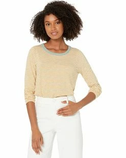 Madewell Shirts & Tops Whisper Cotton Rib-Crewneck Long-Sleeve Ringer Tee in Keene Stripe
