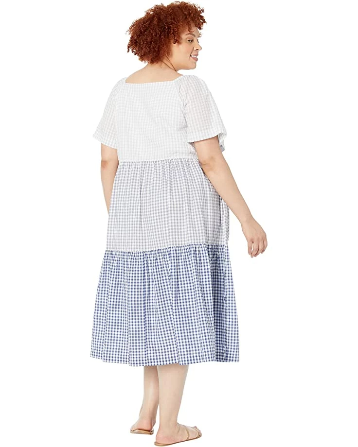 Madewell Dresses Plus Patchwork Gingham Button-Front Tiered Midi Dress 2 Madewell Dresses Plus Patchwork Gingham Button-Front Tiered Midi Dress - Image 2