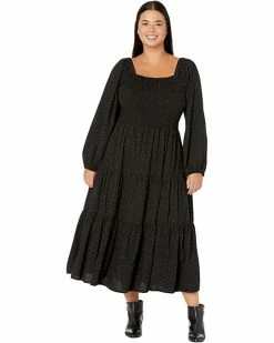 Madewell Dresses Plus Lucie Tiered Midi Dress in Dot