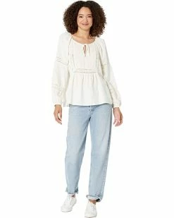 Madewell Shirts & Tops Linen-Blend Pintuck Peasant Top -Madewell Shop 71rWUznpapL. AC SR736920