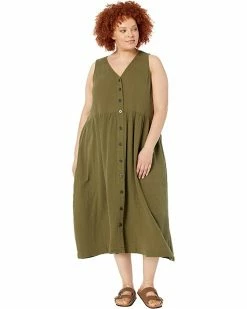 Madewell Dresses Plus Lightspun Button-Front Tank Midi Dress