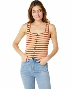 Madewell Shirts & Tops (Re)sourced Ribbed Button-Front Crop Tank in Braxton Stripe