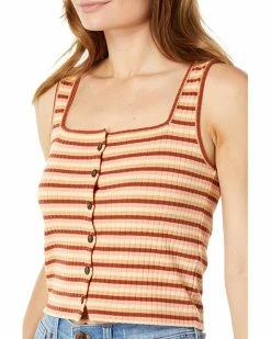 Madewell Shirts & Tops (Re)sourced Ribbed Button-Front Crop Tank in Braxton Stripe -Madewell Shop 812CMvKz05L. AC SR736920