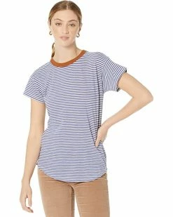Madewell Shirts & Tops Whisper Cotton Rib-Crewneck Ringer Tee in Birtie Stripe