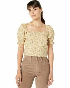 Madewell Shirts & Tops Hopewell Puff-Sleeve Crop Top in Cottage Garden