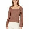 Madewell Shirts & Tops Jacquard Puff-Sleeve Button-Front Crop Top