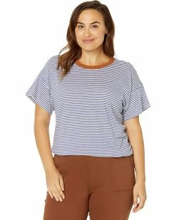 Madewell Shirts & Tops Plus Whisper Cotton Rib-Crewneck Ringer Tee in Birtie Stripe