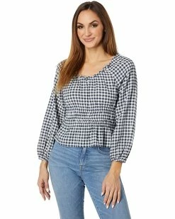 Madewell Shirts & Tops Sophia Top in Textured Windowpane