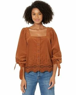 Madewell Shirts & Tops Embroidered Eyelet Corduroy Tie-Sleeve Top