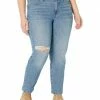 Madewell Jeans The Plus Mid-Rise Perfect Vintage Jean in Ainsdale Wash: Knee-Rip Edition