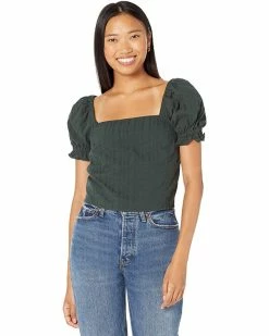Madewell Shirts & Tops Hopewell Puff-Sleeve Crop Top in Stripe