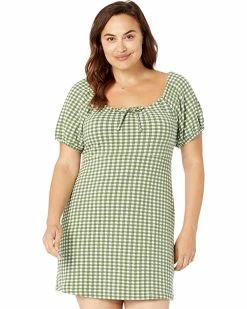 Madewell Dresses Jacquard Puff-Sleeve Mini Dress in Gingham Check