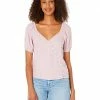 Madewell Shirts & Tops Linen-Blend Puff-Sleeve Button-Wrap Top in Plaid