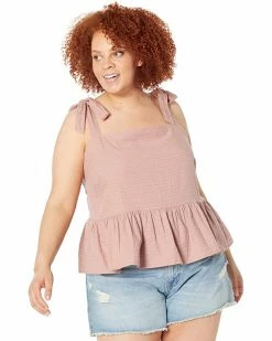 Madewell Shirts & Tops Plus Rosalie Tie-Strap Top in Textured Gingham