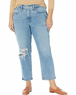 Madewell Jeans The Plus Curvy Perfect Vintage Straight Jean in Kingsbury Wash: Ripped Knee Edition