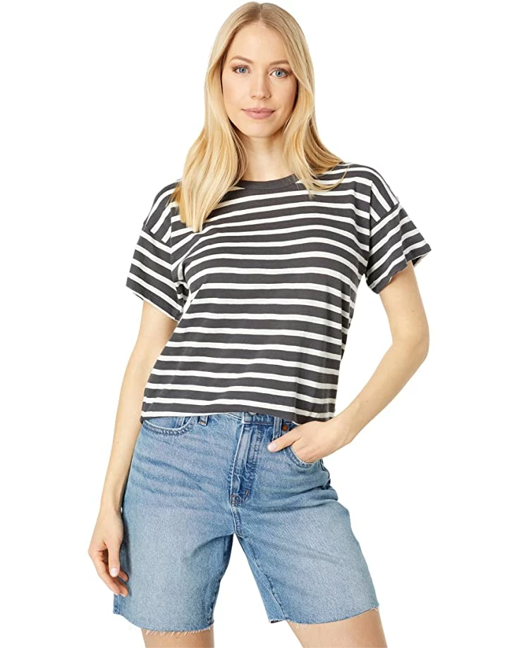 Madewell Shirts & Tops Whisper Cotton Rib-Crewneck Tee in Hader Stripe 1 Madewell Shirts & Tops Whisper Cotton Rib-Crewneck Tee in Hader Stripe
