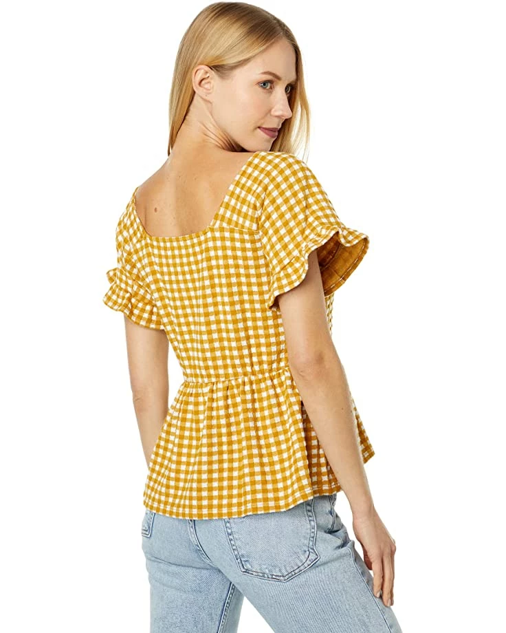 Madewell Shirts & Tops Gingham Knit Ruffle-Hem Top 2 Madewell Shirts & Tops Gingham Knit Ruffle-Hem Top - Image 2