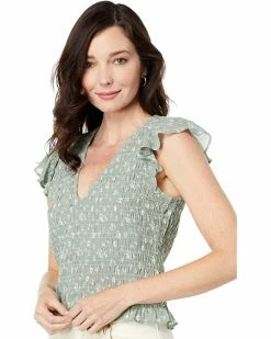 Madewell Shirts & Tops Lucie V-Neck Smocked Top in Cottage Garden -Madewell Shop 81TDMaPmo L. AC SR736920