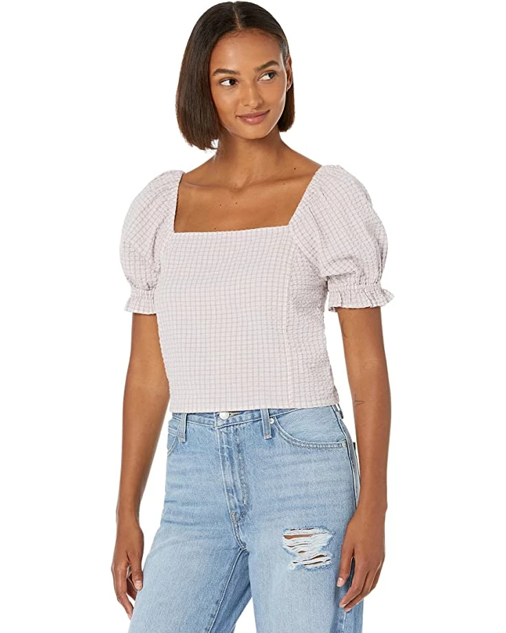 Madewell Shirts & Tops Seersucker Hopewell Puff-Sleeve Crop Top in Plaid 1 Madewell Shirts & Tops Seersucker Hopewell Puff-Sleeve Crop Top in Plaid