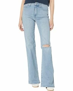 Madewell Tall 11" High-Rise Flare Jeans in Eversfield Wash: Knee-Rip Edition