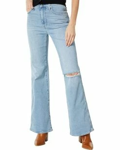 Madewell 11" High-Rise Flare Jeans in Eversfield Wash: Knee-Rip Edition