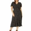 Madewell Dresses Plus Puff-Sleeve Faux-Wrap Midi Dress in Stem Scatter