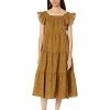 Madewell Dresses Ruffle-Sleeve Tiered Midi Dress in Daisy Stitch