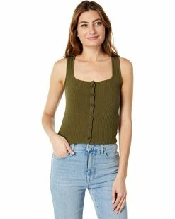 Madewell Shirts & Tops Ribbed Button-Front Crop Tank