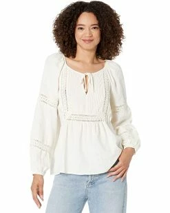 Madewell Shirts & Tops Linen-Blend Pintuck Peasant Top
