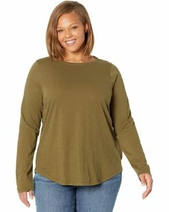 Madewell Shirts & Tops Plus Whisper Cotton Rib-Crewneck Long-Sleeve Tee in Mulford Stripe