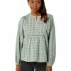 Madewell Shirts & Tops Plaid Bubble-Sleeve Peplum Top
