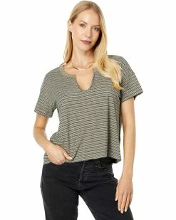 Madewell Shirts & Tops Hemp-Cotton Split-Neck Crop Tee