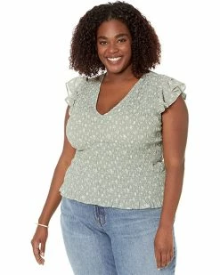 Madewell Shirts & Tops Plus Lucie V-Neck Smocked Top in Cottage Garden