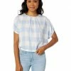 Madewell Shirts & Tops Linen-Blend Michele Bubble Top in Gingham Check